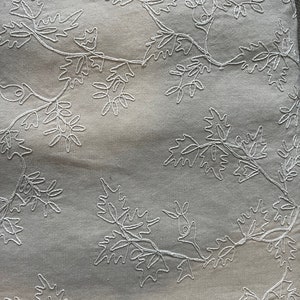 Embroidered Linen cotton premium Ivory medium weight fabric  /54" W BTY