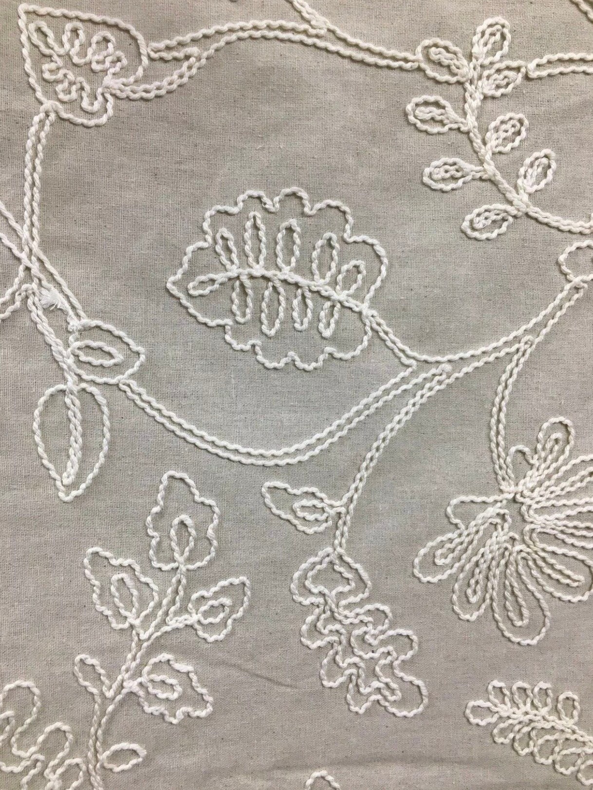 Embroidered Linen cotton premium Ivory medium weight fabric Etsy