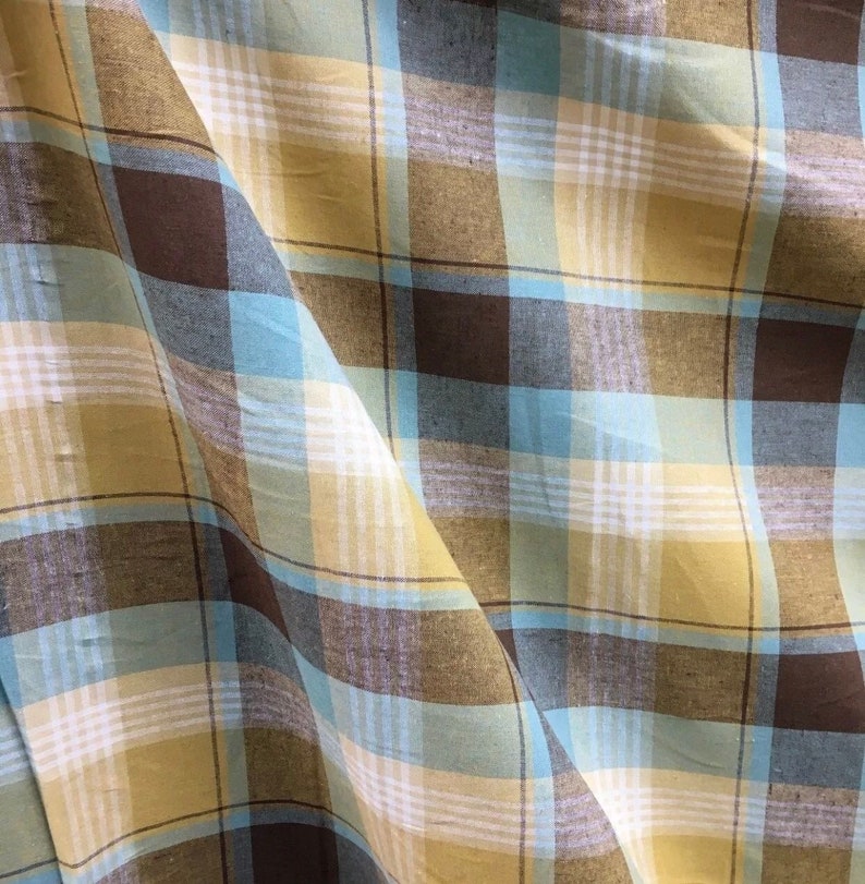 French Linen Fabric Check by the Yard / Tartan Linen Fabric Etsy