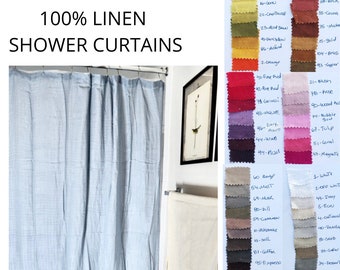 Custom linen shower curtain in Oatmeal
