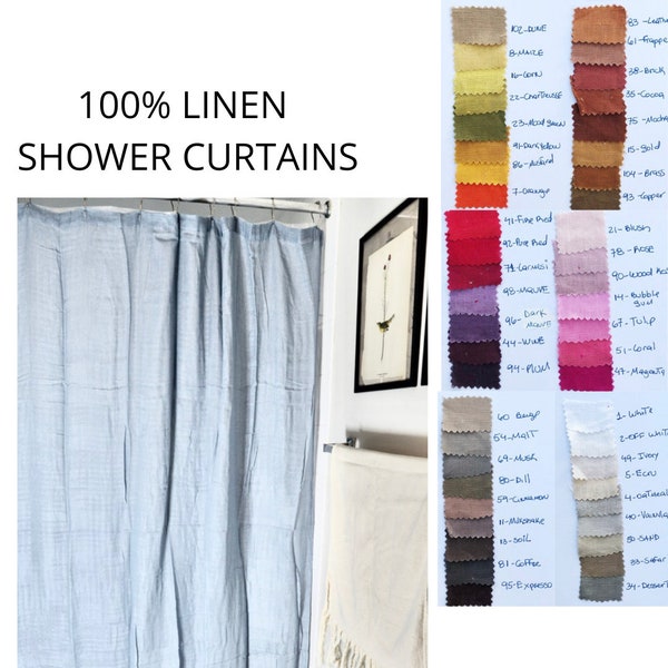 Custom linen shower curtain in Oatmeal