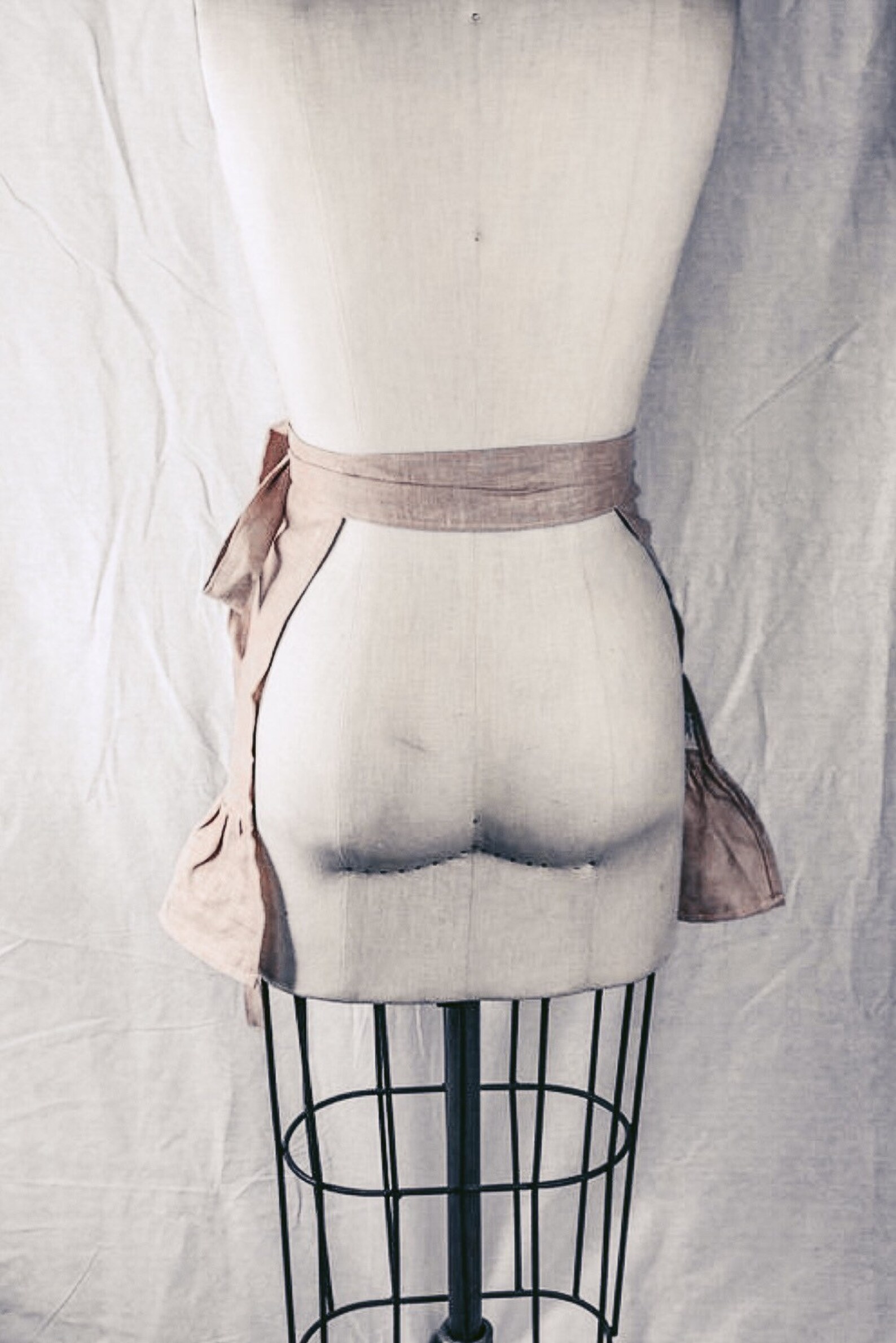 Cute Half Apron Linen /vintage Inspired Half Linen Apron /ready to Ship