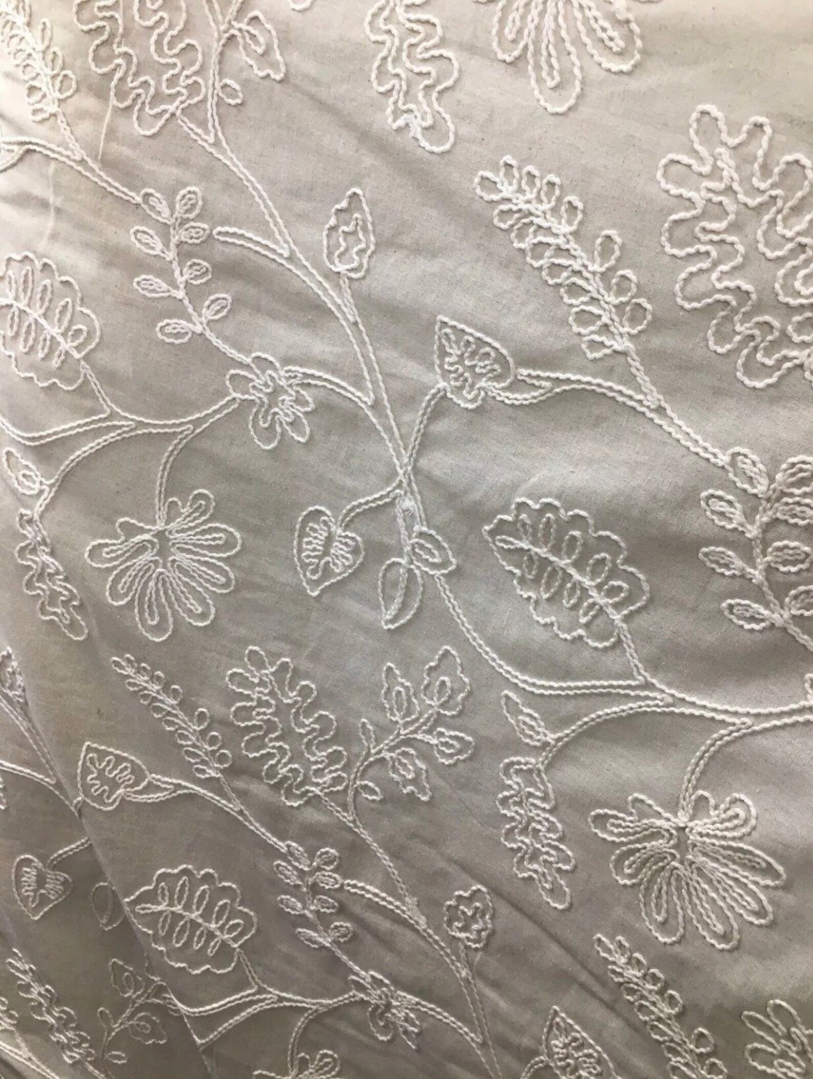 Embroidered Linen Cotton Premium Ivory Medium Weight Fabric | Etsy