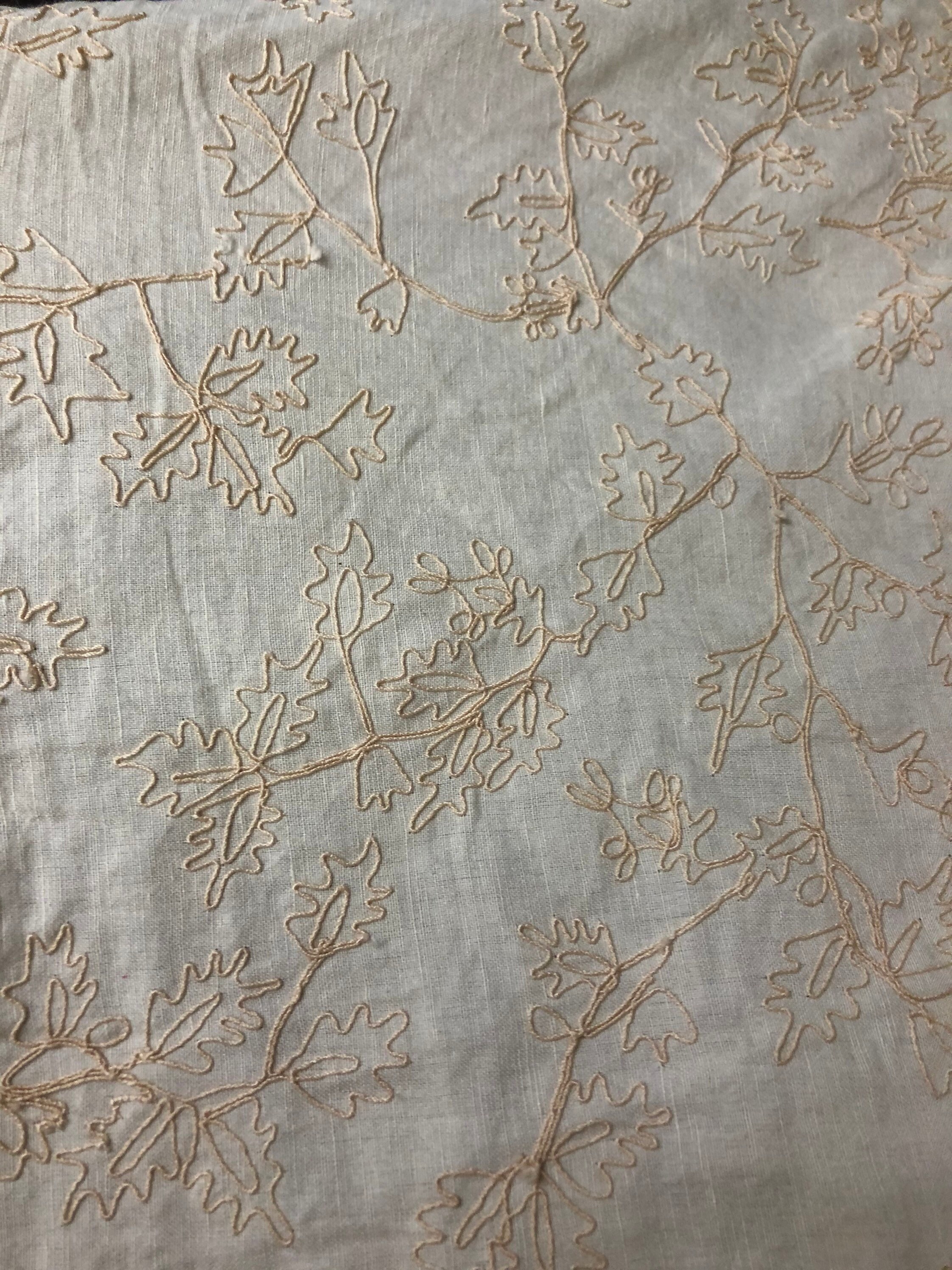 Embroidered Linen cotton premium Ivory medium weight fabric Etsy