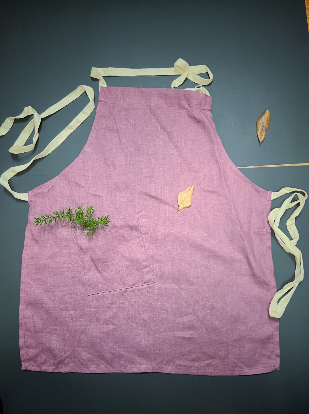 Handmade Apron Linen Custom Linen Apron Personalized Made in USA Linen Apron With Embroidery