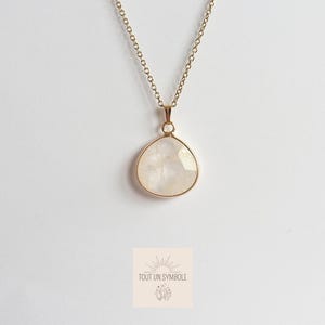 Rock crystal necklace, fine gold chain in stainless steel, adjustable women&#39;s necklace with natural stone pendant, women&#39;s lithotherapy jewelry