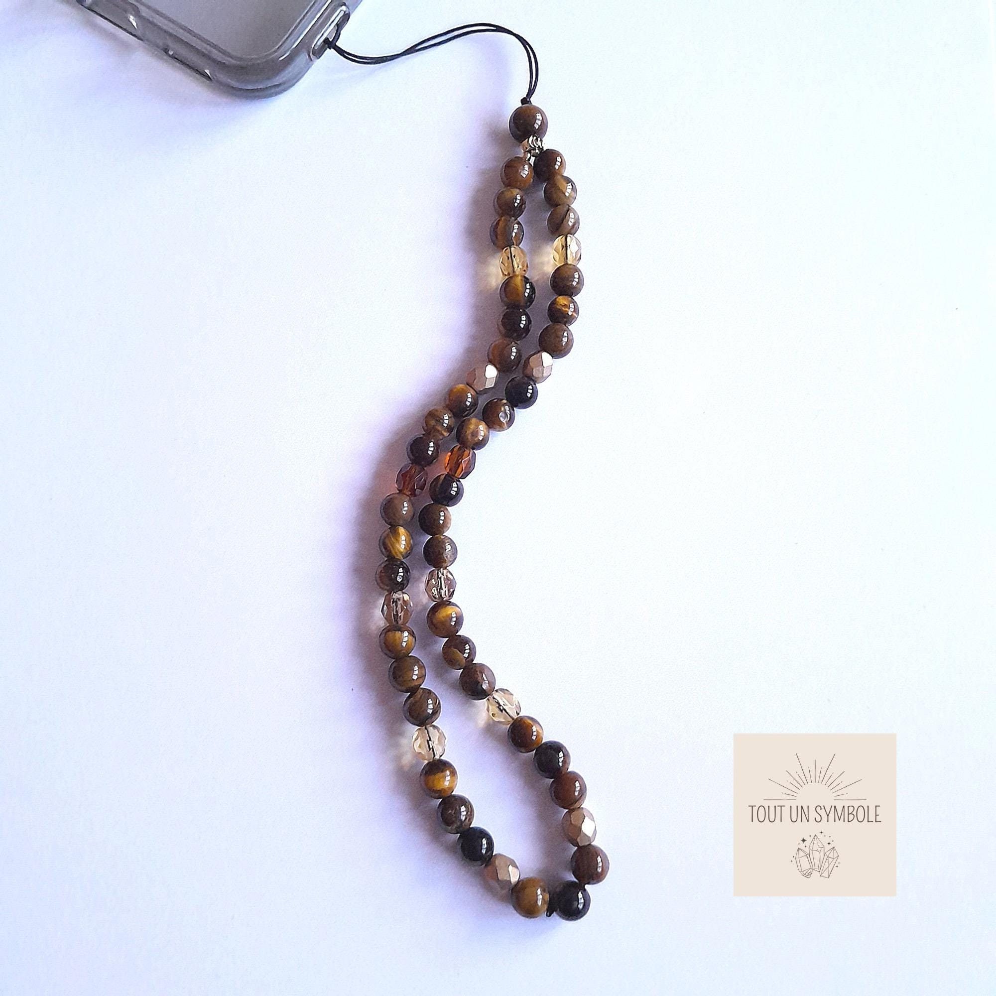 AOKSUNOVA Telefoonketting met parels, telefoonhanger, kort, telefoonsieraad, polsband, mobiele telefoon, universeel