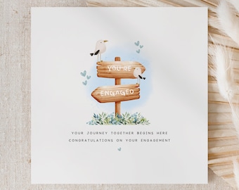 Your Journey Together Begins Here Engagement Card | Cute Congrats Card | Funny Engagement Card for Couple | You’re Engaged Card