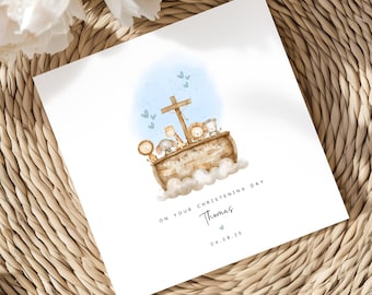 Personalised Christening or Baptism Card for Boys | Custom Keepsake Card for Son, Grandson, Nephew, Godson or Brother