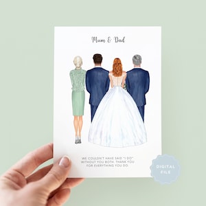 Printable Personalised Wedding Card, Mum & Dad, Mother of the Bride, Wedding Thank You Card, Mum Card, Dad Card, Father of the Bride 137