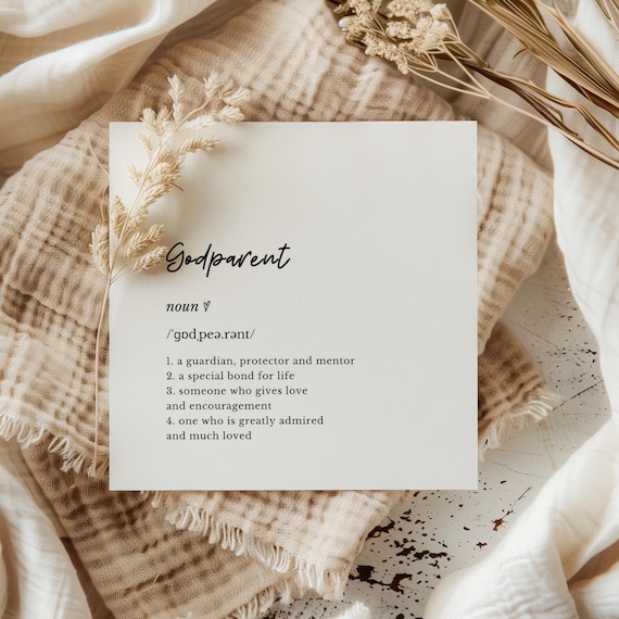 Godparent Definition Card | Will You Be My Godparent Proposal | Christening Card for Godmother, Godfather or Guide Parent | Keepsake Gift