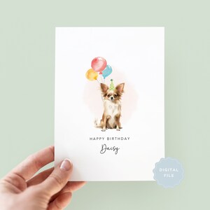 Printable Chihuahua Birthday Card from the Dog, Birthday Card for Dog Dad, Card for Dog Mum, Pet Card, From the Dog, Long Haired Chihuahua