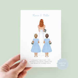 Printable Thank You For Being My Flower Girl Twins Card, My Flower Girls Card, Personalised Flower Girls Card, Flower Girl Thank You Card