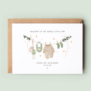 Biglietto di auguri personalizzato per neonato / Ricordo di benvenuto al mondo / Biglietto di auguri personalizzato per neonato, maschio o femmina / Regalo per baby shower / Genere neutro