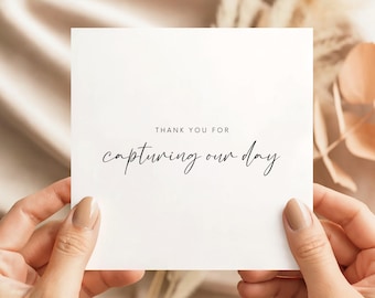 Fotograf Danke Karte | Erfassen Sie unseren Tag Notizen | Elegante Schreibschrift