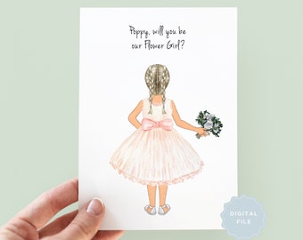 Printable Will You Be My Flower Girl Proposal, Will You Be My Junior Bridesmaid, Personalised Flower Girl Card, Will You Be My Bridesmaid