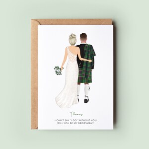 Will You Be My Bridesman Greetings Card, Personalised Bridesman Card, Bridesman Proposal, Bridesman or Man of Honour Proposal, Kilt #11003