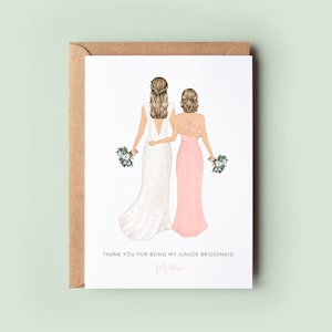 Personalised Junior Bridesmaid Thank You Card, Customisable Junior Bridesmaid Card, Wedding Thank You Card, Junior Bridesmaid