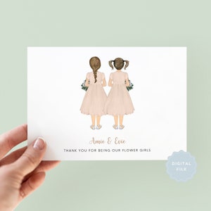 Printable Thank You For Being My Flower Girl Twins Card, My Flower Girls Card, Personalised Flower Girls Card, Flower Girl Thank You Card