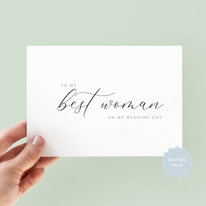 Tarjeta imprimible clásica para mi mejor amiga en el día de mi boda, tarjeta de agradecimiento para la mejor amiga, tarjeta de boda para la mejor amiga, descargable, digital