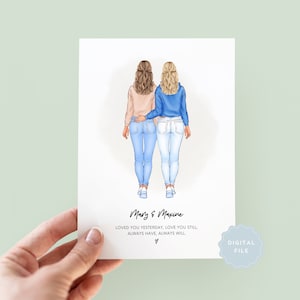 Printable Personalised Lesbian Anniversary Card, Birthday Card, Personalised LGBTQ Card, Lesbian Card, Same Sex Couple, Gay Pride Card