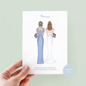 Printable Thank You For Asking Me To Be Your Maid of Honour, Best Friend Wedding, Personalised Maid of Honour, Bride On Your Wedding Day