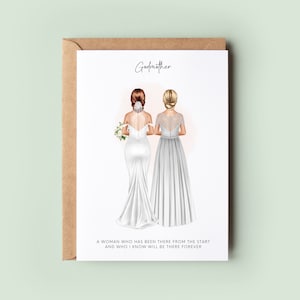 Personalised Godmother Wedding Thank You Card - Elegant To My Godmother on My Wedding Day Keepsake, Custom Illustrated Card