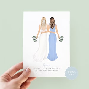 Printable Personalised Will You Be My Bridesmaid Greeting Card, Personalised Bridesmaid, Bridesmaid Proposal Card, Bridesmaid Box, Maid Gift