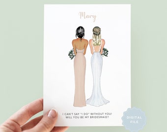Printable Will You Be My Bridesmaid, Personalised Bridesmaid Proposal, Bridesmaid Proposal, Will You Be My, Maid of Honor Digital Card