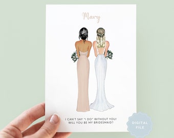 Printable Will You Be My Bridesmaid, Personalised Bridesmaid Proposal, Bridesmaid Proposal, Will You Be My, Maid of Honor Digital Card