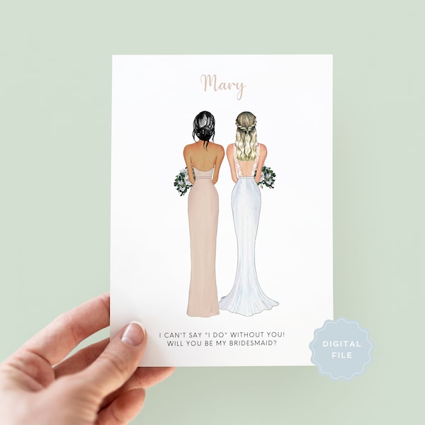Printable Will You Be My Bridesmaid, Personalised Bridesmaid Proposal, Bridesmaid Proposal, Will You Be My, Maid of Honor Digital Card