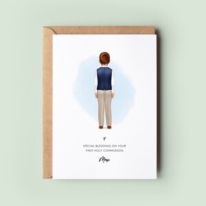 Personalised First Holy Communion Card for Boys | Keepsake for Son, Nephew, Godson, Brother, or Grandson