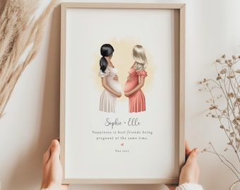 Personalised Pregnant Friends Print | Custom Keepsake Gift (Digital Download or Printed & Framed)
