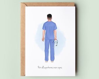 Personalised Doctor Thank You Card, Personalised Male Nurse Thank You Card, Graduation Doctor, New Job, Congratulations Card