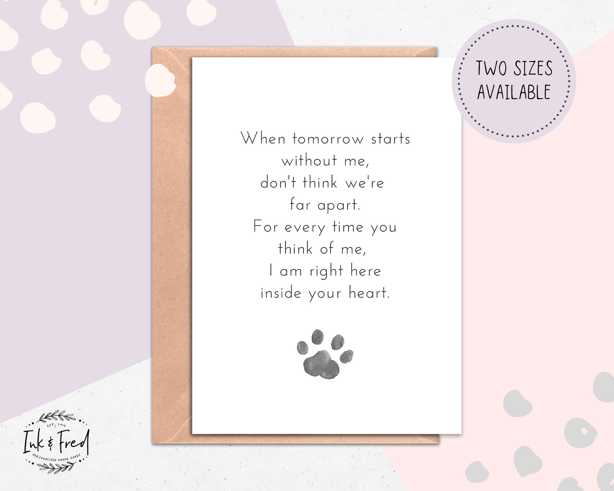 Pet Loss Sympathy Card Pet Bereavement Card Pet Death | Etsy