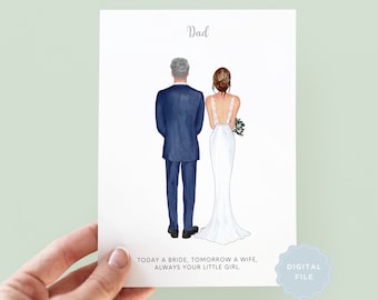 Printable Personalised Father of the Bride Wedding Card, Wedding Day Dad Card, To My Dad on my Wedding Day Card, Wedding Thank You Card