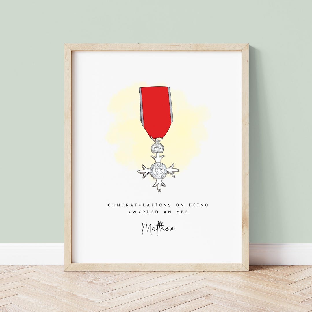 Mbe Print Personalised MBE Award Print | Congratulations Honour Gift | Custom MBE ...