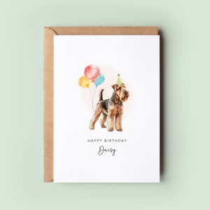 Biglietto di auguri di compleanno Airedale Terrier personalizzato da cane / regalo per amanti dei cani / biglietto di auguri di compleanno personalizzato per proprietari di animali domestici / biglietto per cani con busta