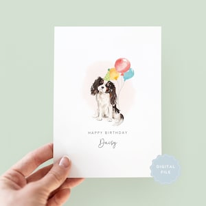 Tarjeta de cumpleaños imprimible de King Charles Cavalier de parte del perro, tarjeta de cumpleaños para papá perro, tarjeta de cumpleaños para mamá perro, tarjeta para mascota, de parte del perro
