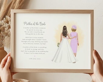 Personalised Mother of the Bride Print, Custom Wedding Poem Portrait (Printed or Digital Download)