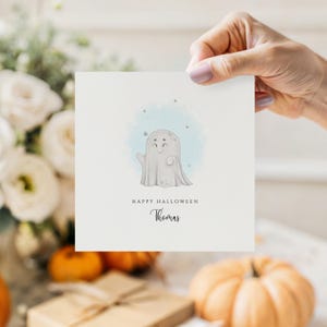 Niedliche Geister-Halloween-Karte | Personalisierte Kinder Halloween Karte | Halloween Grußkarte | Gruselige Karte für Jungen oder Mädchen