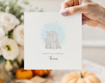 Personalised Ghost Halloween Card | Cute Kids Halloween Card | Custom Name Ghost Greeting | Happy Halloween Card | Spooky Season Keepsake