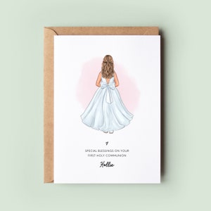 Personalised First Holy Communion Card, 1st Holy Communion Card, Holy Communion Card for Daughter, Niece, Goddaughter, Sister, Granddaughter