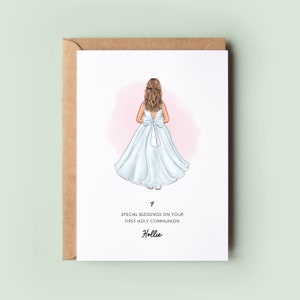 Personalised First Holy Communion Card for Girls | Keepsake for Daughter, Niece, Goddaughter, Sister, or Granddaughter