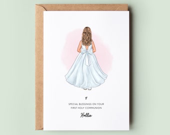 Personalised First Holy Communion Card, 1st Holy Communion Card, Holy Communion Card for Daughter, Niece, Goddaughter, Sister, Granddaughter