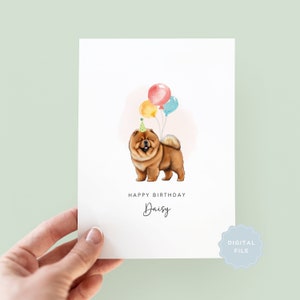 Tarjeta de cumpleaños imprimible para perro Chow Chow, tarjeta de cumpleaños para papá perro, tarjeta de cumpleaños para mamá perro, tarjeta para mascota, del perro
