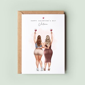 Personalised Lesbian Valentine's Card - Curvy Girls Valentine's Card, Galentine's Valentine's Card, Same Sex Valentine's Day Card