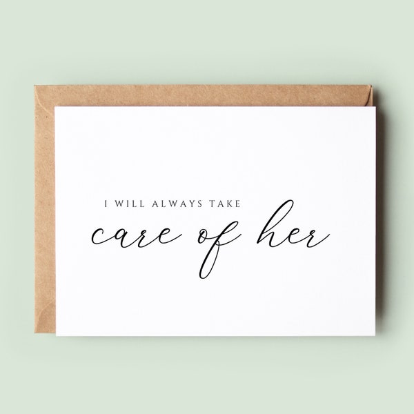 I Will Always Take Care of Her Wedding Day Card To Parents in Law, Mother In Law Gift, Father of the Bride Gift, Mother in Law Card