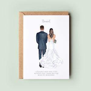 Personalised Bridesman Thank You Card, Man of Honour Thank you Card, Customisable Bridesman Card, Wedding Thank You Card, Bridesman Thanks