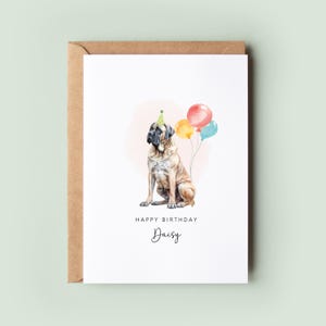 Tarjeta de cumpleaños de Mastín Inglés de parte del perro, tarjeta de cumpleaños para papá perro, tarjeta de cumpleaños para mamá perro, tarjeta para mascota, de parte del perro